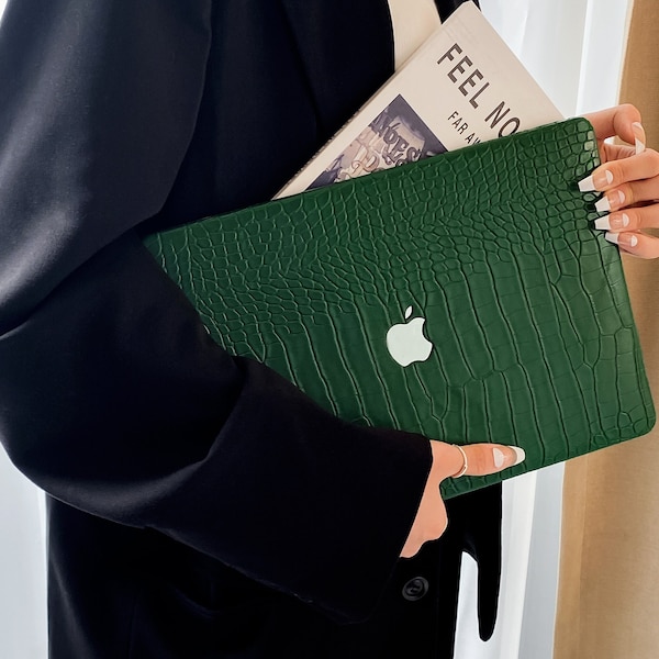 Smaragdgrüne Cracks Style Hülle für MacBook Pro 14 Pro A2442 Pro 16 Zoll 2022 M2 Air 13 A2681 M2 Pro 13 A2338 und Einzigartige Laptophülle