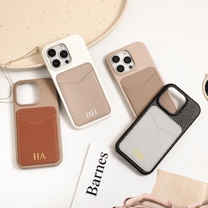 Coque iPhone 16 personnalisée en cuir Clash avec porte-cartes, coque en cuir pour iPhone 16 15 14 13 12 11 Pro Max Plus Mini