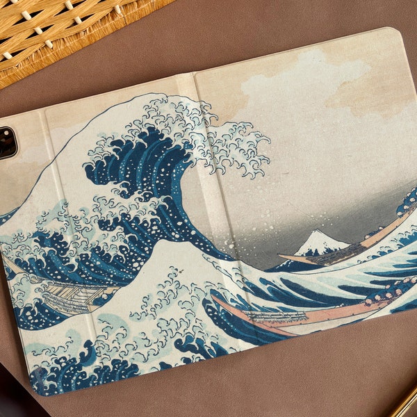 Funda japonesa Kanagawa Surfing para iPad Air 4 10.9 con soporte para lápiz Apple, parte trasera de TPU suave, funda para iPad Pro 11 12.9 2020/21 Mini 6 9/8/7ª generación