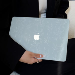 Baby Blue Elegant Flowers Case for New MacBook Pro 14 Pro A2442 Pro 16 inch 2022 M2 Air 13 A2681    M2 Pro 13 A2338 and Unique Laptop Case