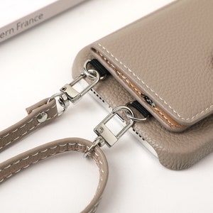 Personalized Crossbody Phone case, iPhone case with Card Slot and long strap, Personalized Leather Case for iPhone 14Pro, iPhone 14 13 11 12 image 7