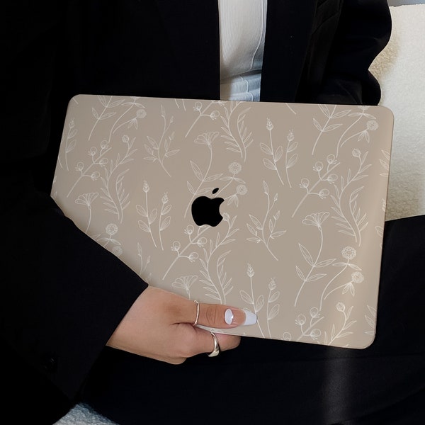 Custodia con fiori eleganti cammello per il nuovo MacBook Pro 14 Pro A2442 Pro 16 pollici 2022 M2 Air 13 A2681 M2 Pro 13 A2338