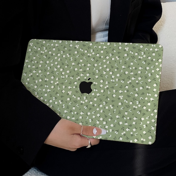 Vital Green Floral Cloth Case for New MacBook Pro 14 Pro A2442 Pro 16 inch 2022 M2 Air 13 A2681    M2 Pro 13 A2338