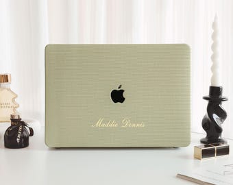 Funda rígida de cuero personalizada para MacBook Pro de 13, 14, 16 y 15 pulgadas, color verde fresco, para MacBook Air de 13 y 12 pulgadas, funda para portátil MacBook M2 y M3.