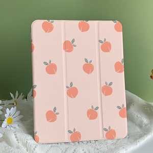 Peach iPad Air 4 10.9 Case with Apple Pencil Holder Soft TPU Back, Case for iPad Pro 11 12.9 2020/21/22, Mini 6 9/8/7th Gen 10.2