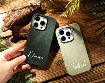 Custom Leather iPhone Case With Name, Personalised Vegan Leather Phone Case, For iPhone 16 15 14 13 12 11 Pro Max Plus, X/XS XSMax, Gift