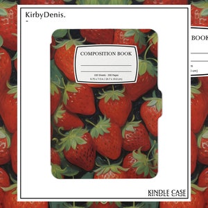 Fresh Strawberry Canvas Personalized Kindle Case,All New Kindle 6" 2022 case, Case Cover for Kindle Paperwhite 1/2/3/4, Gifts for Mum