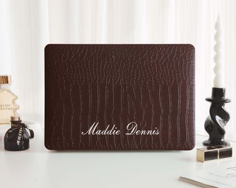 Kaffee Krokodil Druck Personalisierte Leder MacBook Hard Cover Für MacBook Pro 13 14 16 15 Air 13 12 Zoll Alle neuen MacBook M2 M3 Laptop Fall