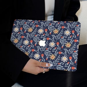 Blue Vintage Floret Case for New MacBook Pro 14 Pro A2442 Pro 16 inch 2022 M2 Air 13 A2681    M2 Pro 13 A2338