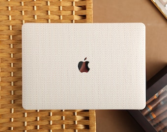 Funda vintage tejida beige para MacBook Pro 14 Pro A2442 Pro 16 pulgadas 2022 M2 Air 13 A2681 M2 Pro 13 A2338 y funda única para portátil.