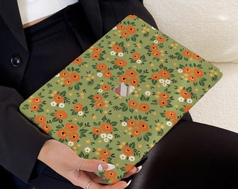 Lively Orange Flowers Case for New MacBook Pro 14 Pro A2442 Pro 16 inch 2022 M2 Air 13 A2681    M2 Pro 13 A2338