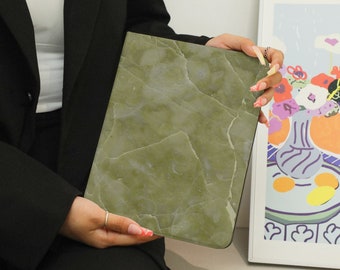 Jade Marble iPad Air 4 10.9 Case with Apple Pencil Holder Soft TPU Back, Case for iPad Pro 11 12.9 2020/21/22, Mini 6 9/8/7th Gen