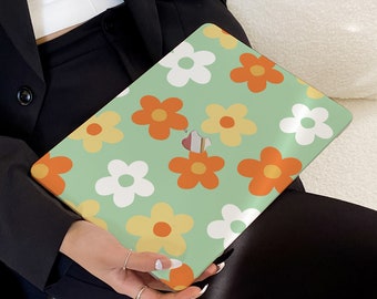 Vibrant Orange Floral Case for New MacBook Pro 14 Pro A2442 Pro 16 inch 2022 M2 Air 13 A2681    M2 Pro 13 A2338 and Unique Laptop Case