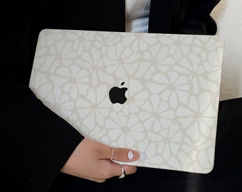 Beige Flower Texture Case for New MacBook Pro 14 Pro A2442 Pro 16 inch 2022 M2 Air 13 A2681 M2 Pro 13 A2338 and Unique Laptop Case