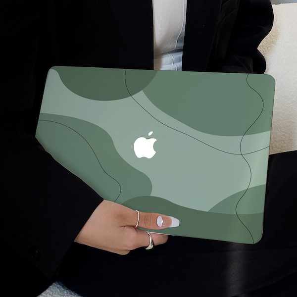 Jade Green Pebble Case for New MacBook Pro 14 Pro A2442 Pro 16 inch 2022 M2 Air 13 A2681    M2 Pro 13 A2338 and Unique Laptop Case