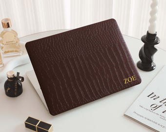 Kaffee Krokodil Druck Personalisierte Leder MacBook Hard Cover Für MacBook Pro 13 14 16 15 Air 13 12 Zoll Alle neuen MacBook M2 M3 Laptop Fall