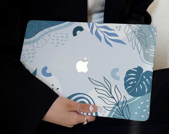 Blue Moonlight Leaves Case for New MacBook Pro 14 Pro A2442 Pro 16 inch 2022 M2 Air 13 A2681    M2 Pro 13 A2338
