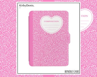 Pink Composition Book Personalized Kindle Case,All New Kindle 6" 2022 case, Case Cover for Kindle Paperwhite 1/2/3/4, Gifts for Mum