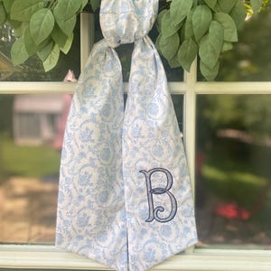 Wreath Sash Classic Toile  Personlized Front Door Sash- Mother Day Gift