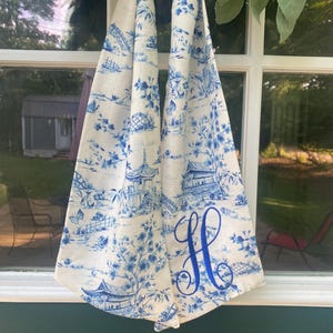 Popular Chinoiserie Wreath Door Sash -  Embroidered Initial-  Wedding Gift / front door sash bow / Summer Decorations