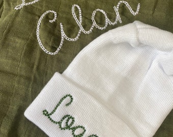 Baby photo newborn hospital hat embroidered name / personalized baby hat gift / shower gift