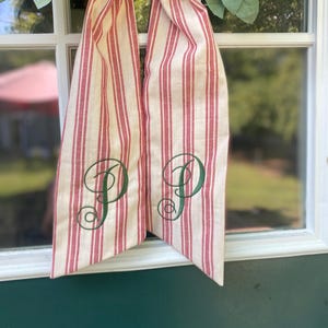 Spring Summer Initial Wreath Door Sash- Office Door Sash -Front Door Sash -Christmas Wreath Sash