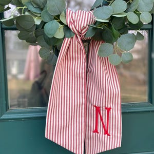 Spring Summer Initial Wreath Door Sash- Office Door Sash -Front Door Sash - Colors Red - Blue