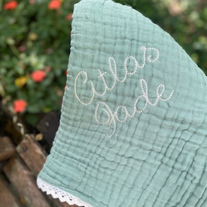 Baby Shower Gift Muslin Blanket - Hospital Gift-  Embroidered soft  muslin  Blanket- Shower Gift- Baby Gift- New Baby Name Blanket