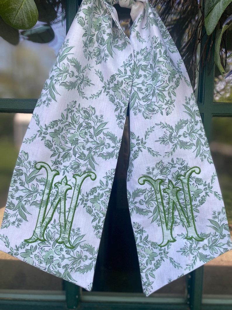 Wreath Sash Classic Toile Personlized Front Door Sash- Birthday Gift- Client Gift- Wedding Gift