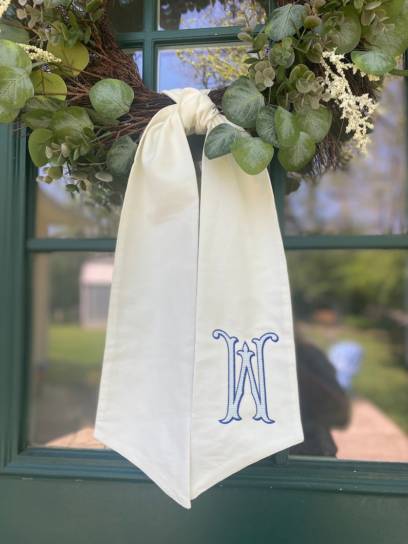 Monogrammed Wreath Sash - Please see notes