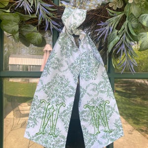 Wreath Sash Classic Toile  Personlized Front Door Sash- Birthday Gift- Client Gift- Wedding Gift