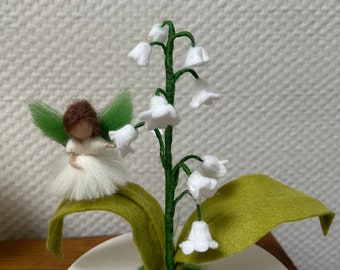 Felted elf/fairy - lily of the valley, an enchanting spring decoration