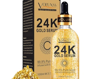 Voluxss 24K Gold Serum for face,Skin Tone Even Anti Aging Moisturizer with Vitamin C,Glow Collagen Booster Serum for Dark Spots & Fine Lines