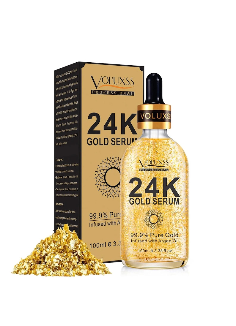 Voluxss 24K Gold Serum for face,Skin Tone Even Anti Aging Moisturizer with Vitamin C,Glow Collagen Booster Serum for Dark Spots & Fine Lines afbeelding 1