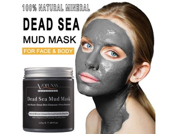 Voluxss Dead Sea Mud Mask for Face and Body-Deep Cleansing Mask for Acne,Pore Minimizer,Anti-Aging,Oily Skin,Facial Masks for Women and Men