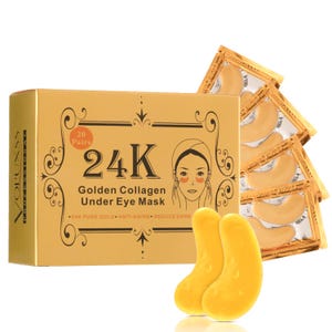 Under Eye Patches - Voluxss 24K Gold Under Eye Mask,Best Eye Treatments for Puffy Eyes,Dark Circles,Bags and Wrinkles with Collagen 20 Pairs