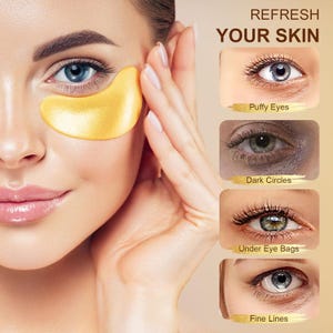 Under Eye Patches - Voluxss 24K Gold Under Eye Mask,Best Eye Treatments for Puffy Eyes,Dark Circles,Bags and Wrinkles with Collagen 20 Pairs image 5