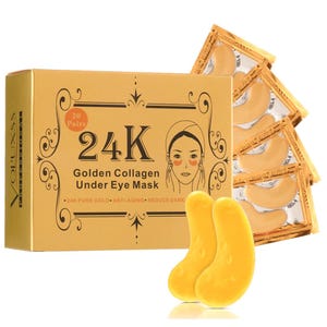 Under Eye Patches - Voluxss 24K Gold Under Eye Mask,Best Eye Treatments for Puffy Eyes,Dark Circles,Bags and Wrinkles with Collagen 20 Pairs