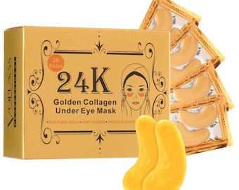 Under Eye Patches - Voluxss 24K Gold Under Eye Mask,Best Eye Treatments for Puffy Eyes,Dark Circles,Bags and Wrinkles with Collagen 20 Pairs