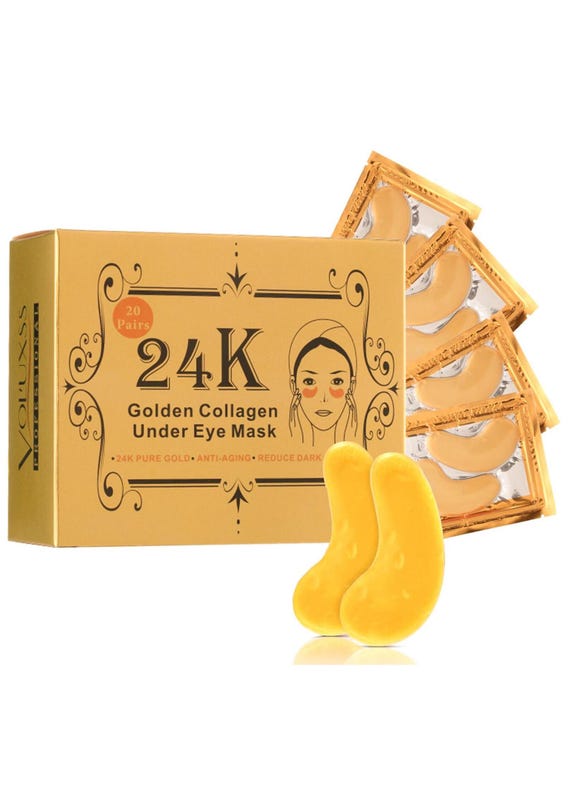 Under Eye Patches - Voluxss 24K Gold Under Eye Mask,Best Eye Treatments for Puffy Eyes,Dark Circles,Bags and Wrinkles with Collagen 20 Pairs