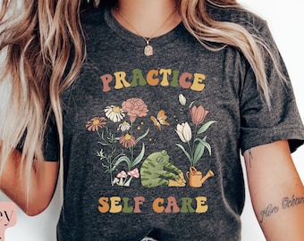 Self Care Frog Shirt, Mental Health Tee, Funny Frog T-Shirt, Yoga Frog Shirt, Cottagecore Frog Shirt, Positive Vibe Shirt, motivation Shirt,