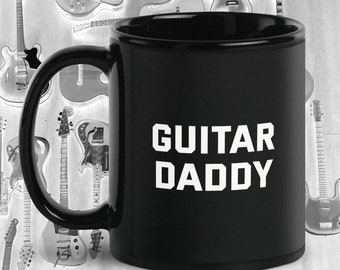 GUITAR DADDY mug - Father's Day musician shirt Stratocaster Strat band mug vintage style Guitar center funny birthday gift dad