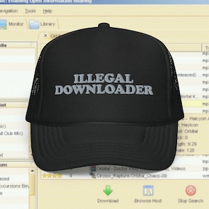 Illegal Downloader convict Limewire y2k trucker nostalgia retro kazaa porno collector hat 2000's 90's technology oddly specific
