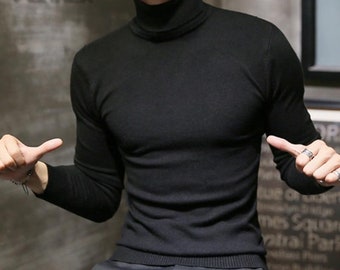 mens black turtleneck shirt