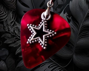 Guitar pick star necklace, unisex necklace, music lovers gift idea,  plectrum pendant necklace,