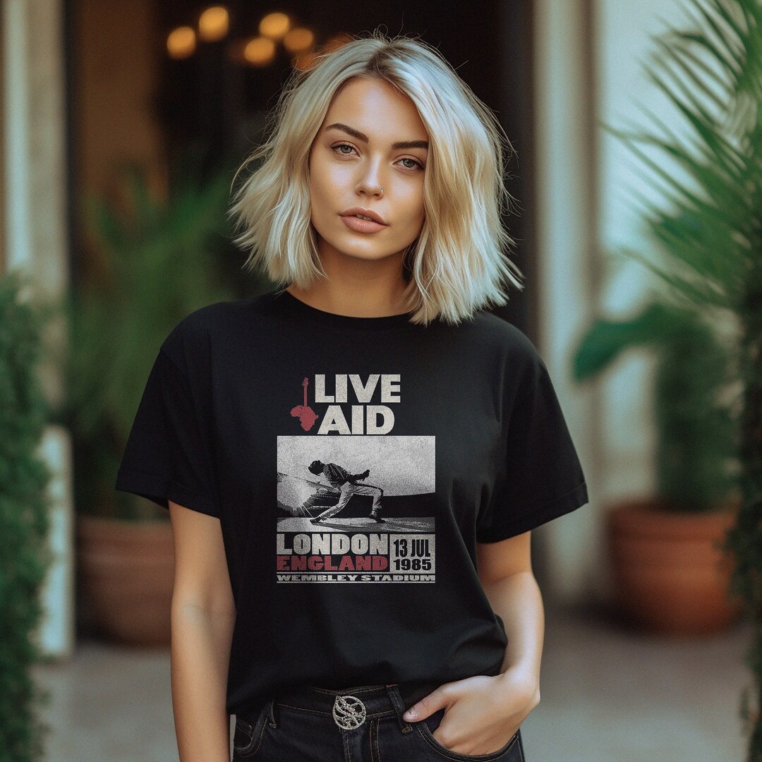 Queen T Shirt Vintage Style Queen Live Aide Tshirt Live Aide Graphic