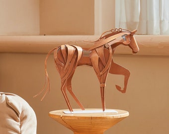 Estatua de caballo de metal hecha a mano - Escultura de caballo 100% pintada a mano - Decoración rústica para el hogar y el jardín