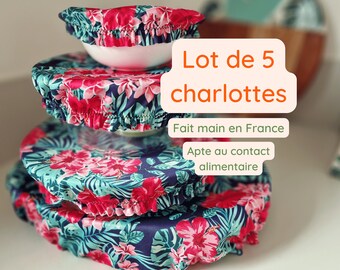 Lot de charlottes alimentaires, charlottes à plat, lavables, couvre plats alimentaires pour bols, saladiers ou plats à tarte