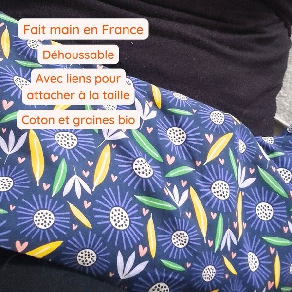 Bouillotte aux graines de lin bio, bouillotte sèche, ceinture chauffante