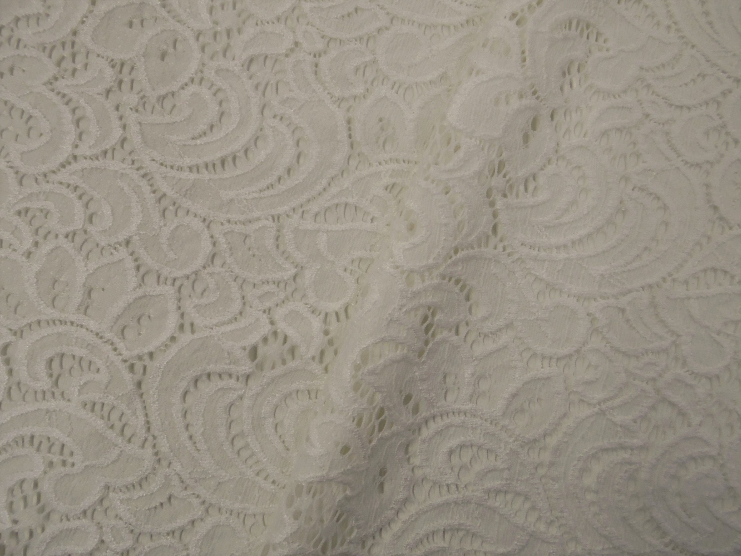 Ivory Stretch Lace Bolt Fabric (95% Nylon 5% Lycra)